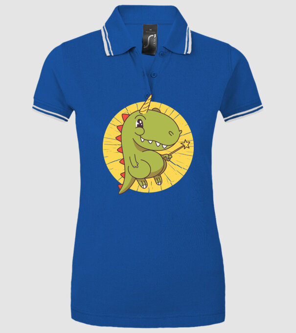 T-rex Unicorn cu baghetă magică model albastru regal pe tricou
