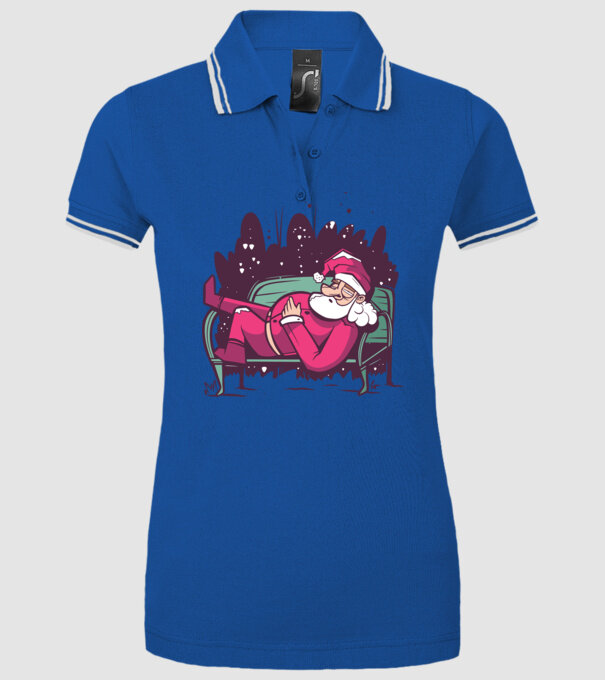 Moș Crăciun doarme model albastru regal pe tricou