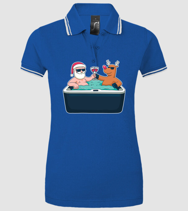 Moș Crăciun Ren în Jakuzi Relaxare de Crăciun model albastru regal pe tricou