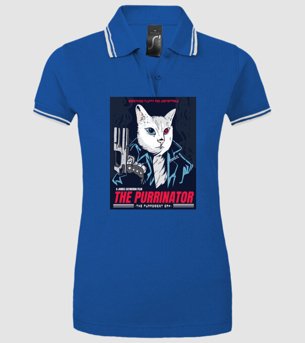 The Purrinator Pisică model albastru regal pe tricou