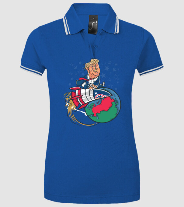 Trump bombă model albastru regal pe tricou