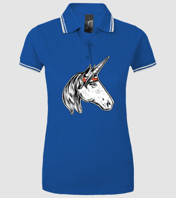 Cal Unicorn model albastru regal pe tricou