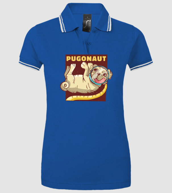 Mops Astronaut model albastru regal pe tricou