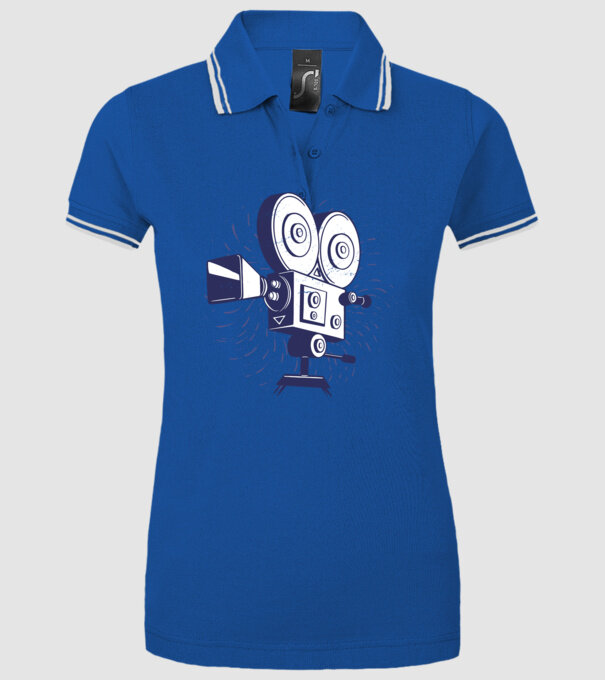 Camera video retro Vintage model albastru regal pe tricou