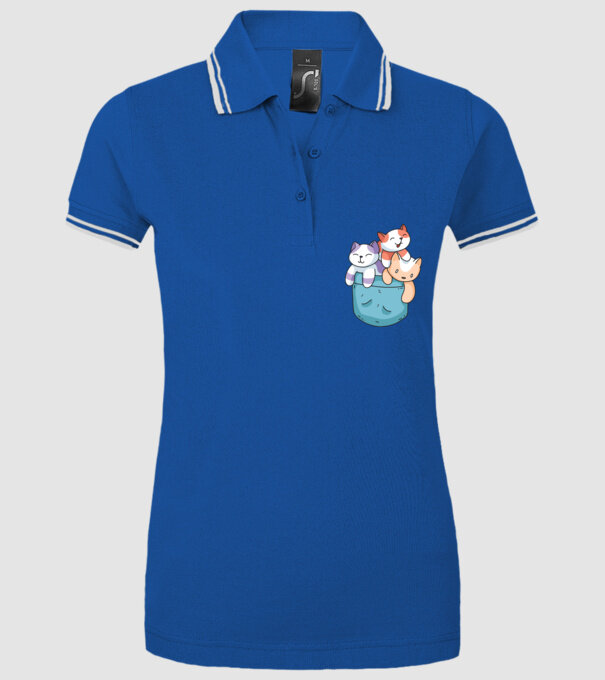Pisicuțe cu Buzunar model albastru regal pe tricou