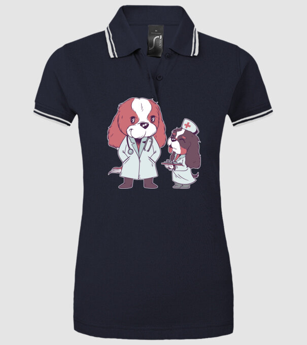 Veterinar câini model albastru închis pe tricou
