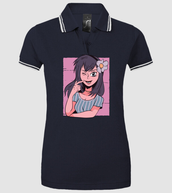 Fată Anime model albastru închis pe tricou