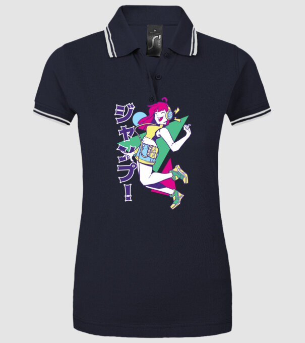 Anime fată retro model albastru închis pe tricou