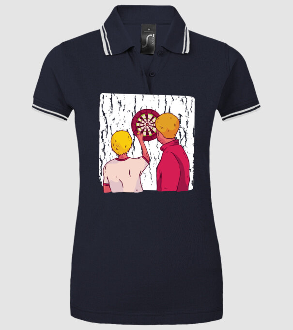 Darts Tată Fiu model albastru închis pe tricou