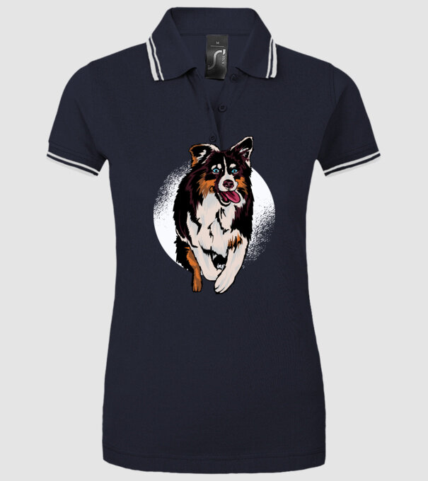 Câine ciobănesc Australian model albastru închis pe tricou