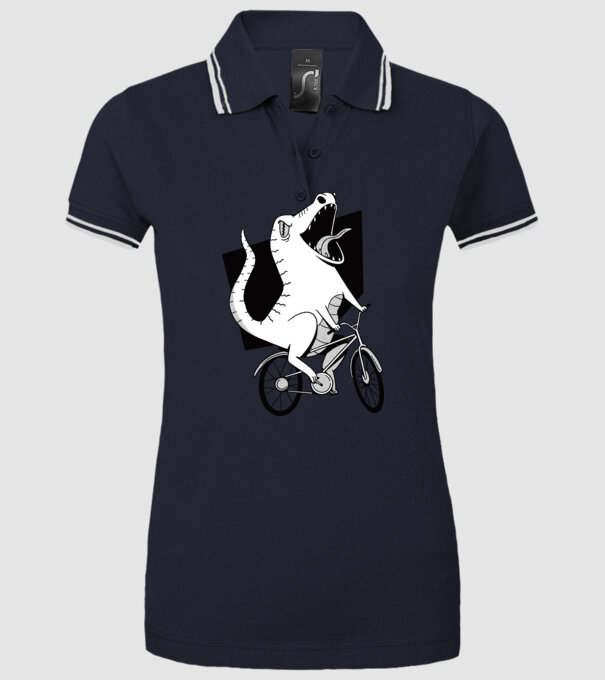 Dinozaur cu bicicletă model albastru închis pe tricou