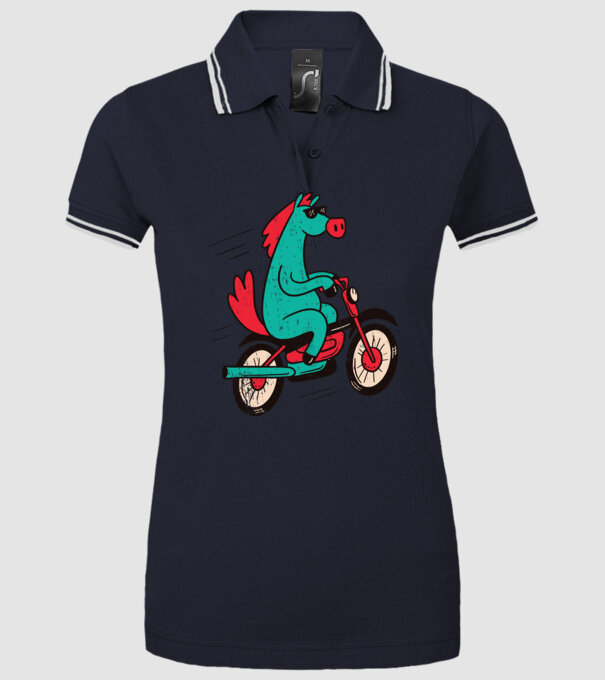 Cal cu bicicletă model albastru închis pe tricou