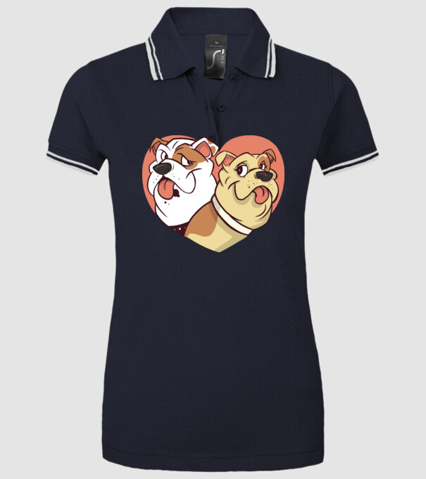 Dragoste Bulldog model albastru închis pe tricou