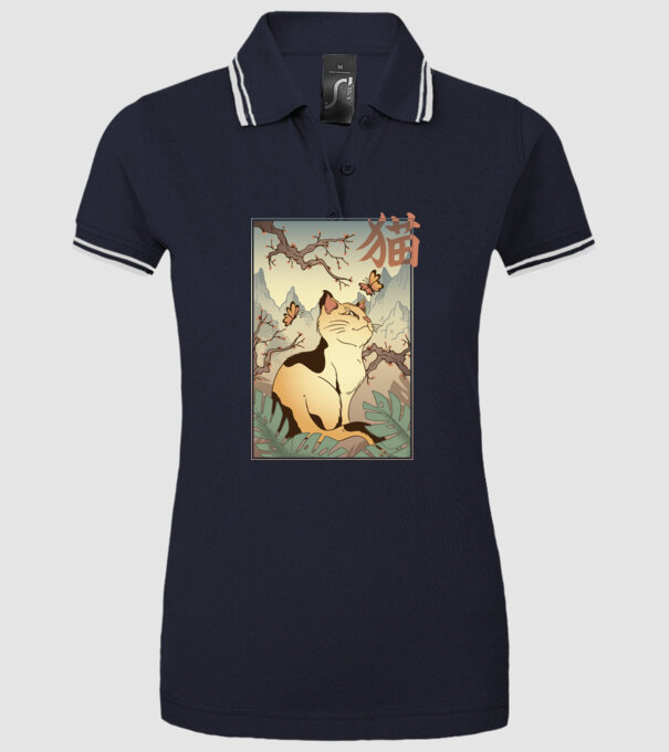 Pictură Pisică model albastru închis pe tricou