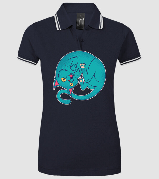 Postură Pisică model albastru închis pe tricou