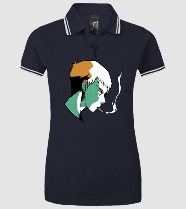 Anime băiat fumător model albastru închis pe tricou