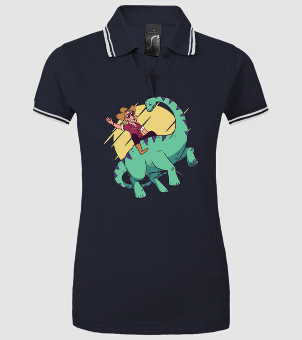 Dinozaur Cowboy model albastru închis pe tricou
