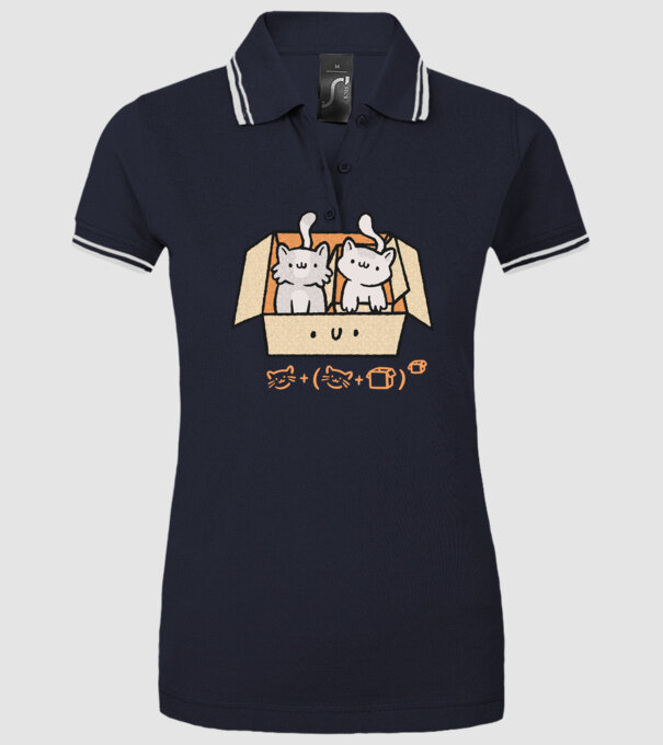 Cutie cu pisică drăguță model albastru închis pe tricou