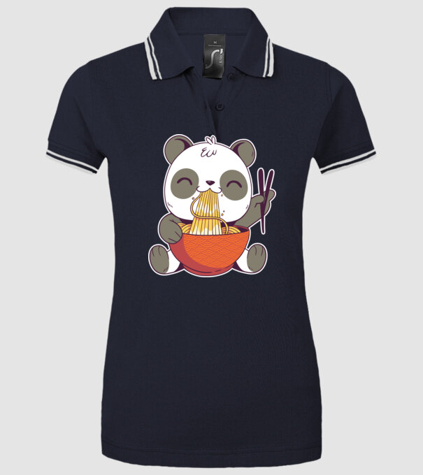 Panda drăguț cu paste model albastru închis pe tricou