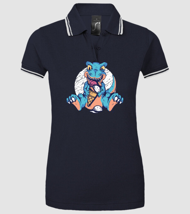 T-rex drăguț cu înghețată model albastru închis pe tricou