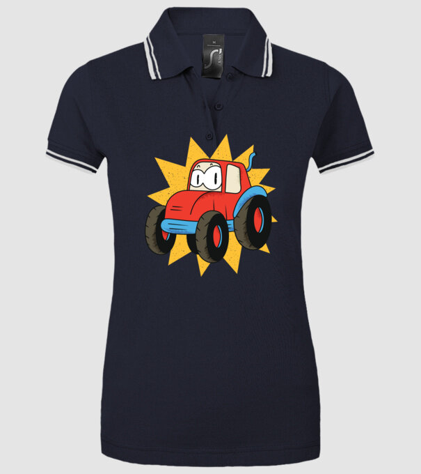 Tractor drăguț pentru copii model albastru închis pe tricou