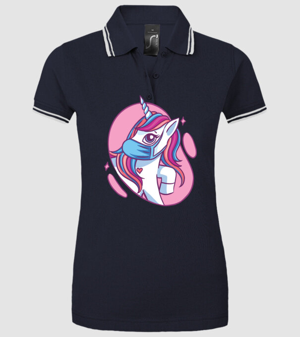 Unicorn drăguț cu mască model albastru închis pe tricou