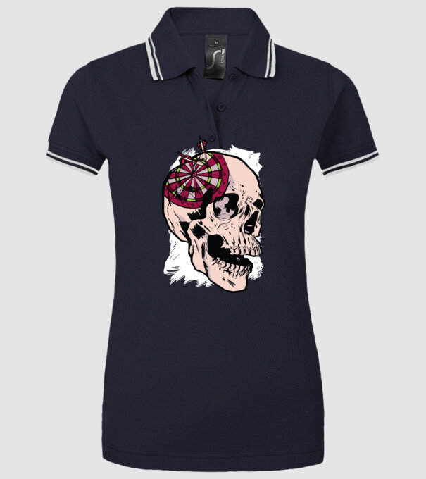 Craniu Darts model albastru închis pe tricou
