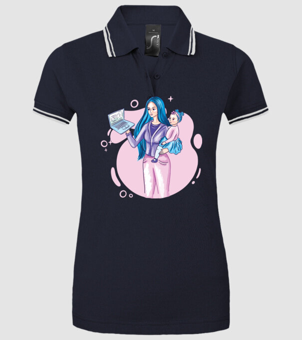 Mamă Lucrătoare model albastru închis pe tricou