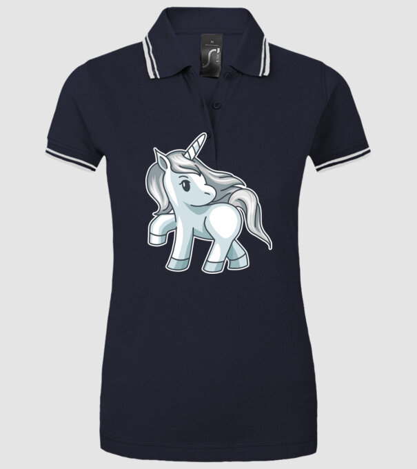 Unicorn de argint model albastru închis pe tricou