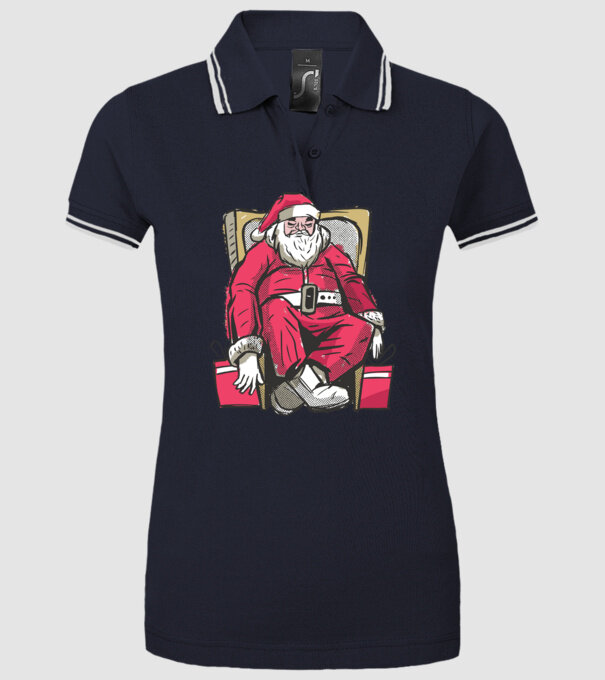 Moș Crăciun Obosit model albastru închis pe tricou