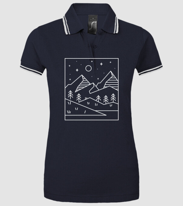 Peisaj geometric model albastru închis pe tricou