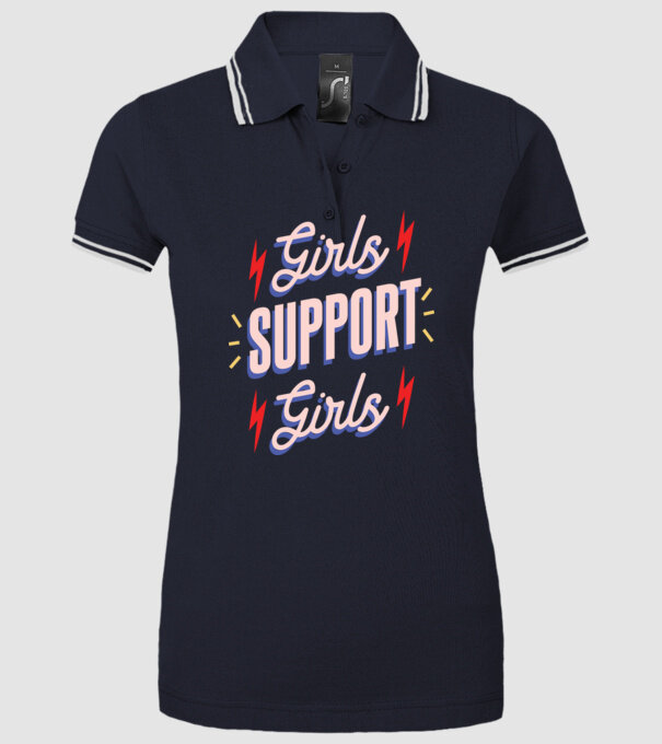 Girls Support Girls Ziua Femeii model albastru închis pe tricou