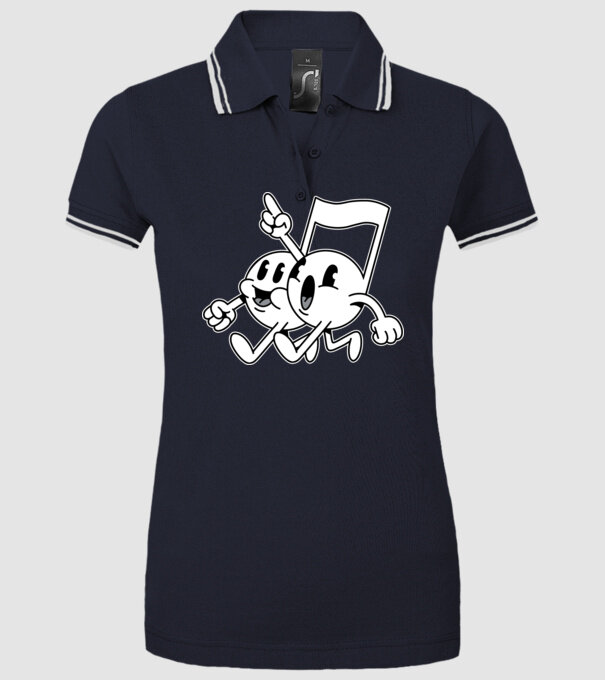 Note muzicale model albastru închis pe tricou