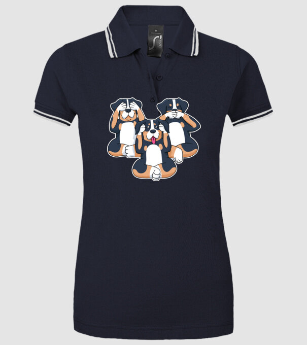 Trei câini model albastru închis pe tricou
