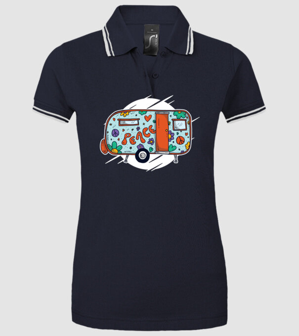 Autorulotă Hippi model albastru închis pe tricou
