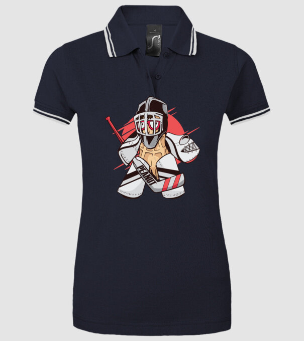Portar Hochei Alună model albastru închis pe tricou