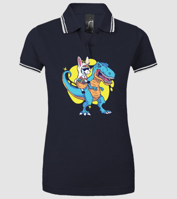 Dinozaur de Paște model albastru închis pe tricou
