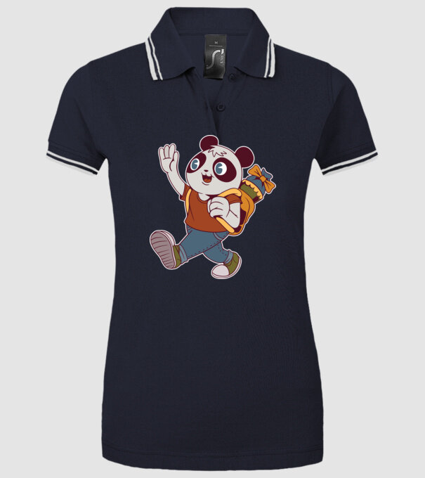Panda școlar model albastru închis pe tricou