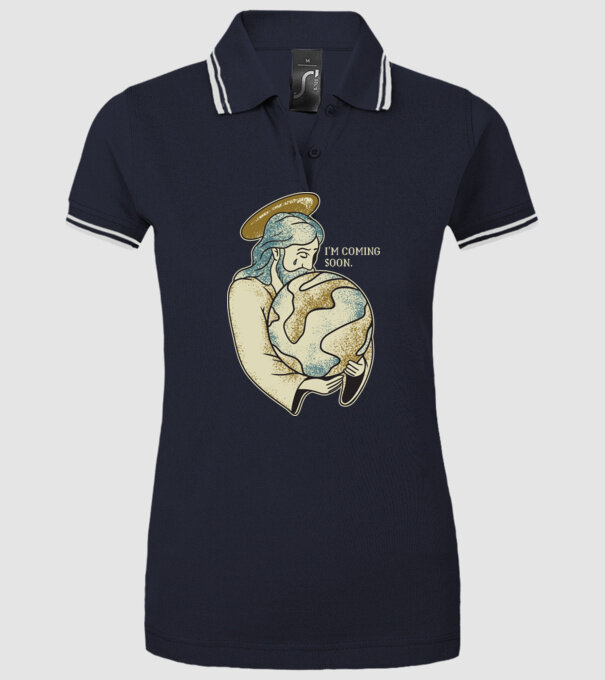 Jesus is coming soon - Isus vine în curând model albastru închis pe tricou