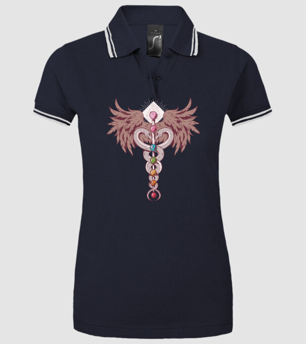 Chakra yoga model albastru închis pe tricou