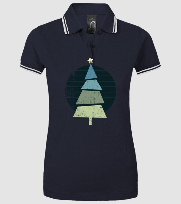 Pom de Crăciun model albastru închis pe tricou