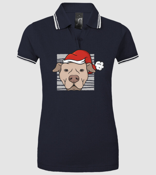 Pitbull de Crăciun model albastru închis pe tricou