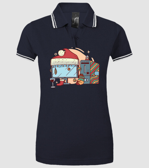 Computer de Crăciun model albastru închis pe tricou