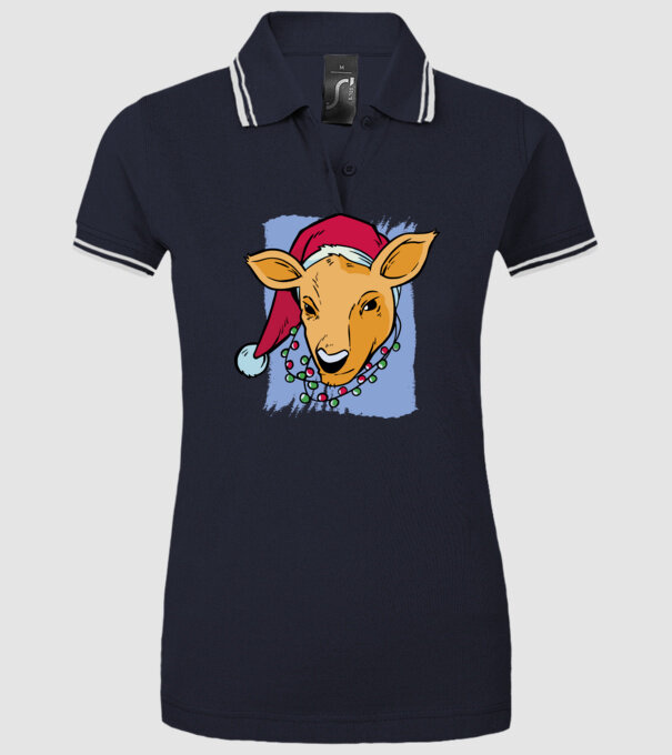 Cerb de Crăciun model albastru închis pe tricou