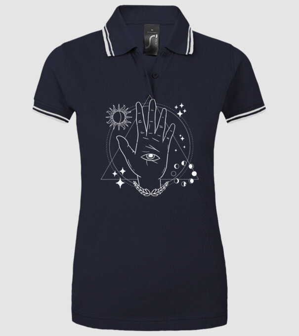Mână Ochi atotvăzător model albastru închis pe tricou