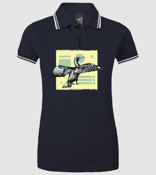 Pasăre cormoran model albastru închis pe tricou