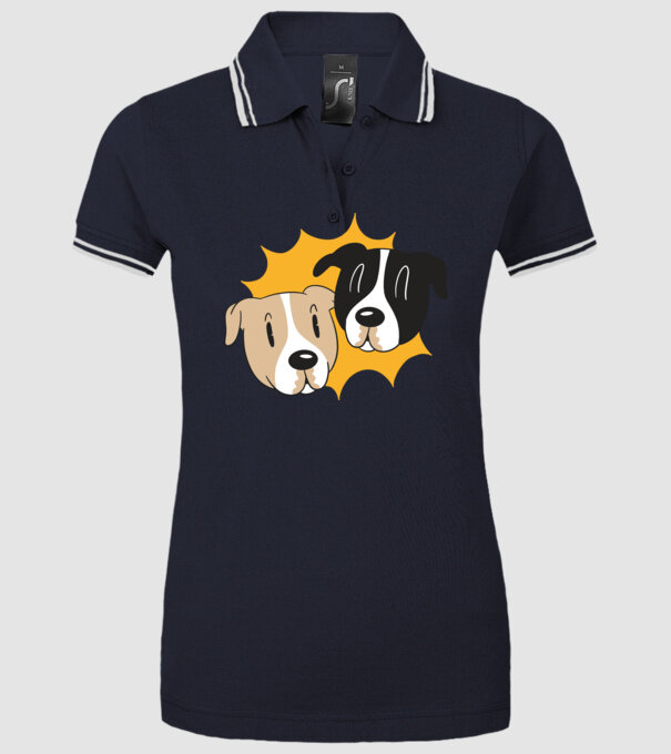 Capete de câini model albastru închis pe tricou