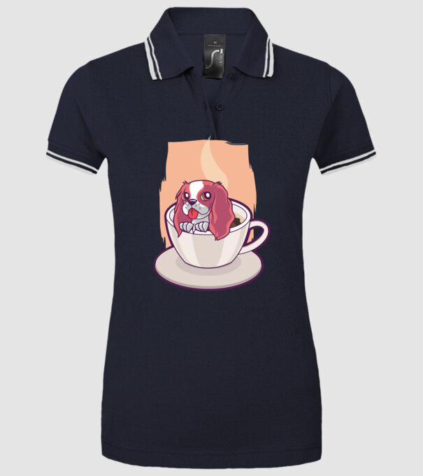 Cafea câine model albastru închis pe tricou