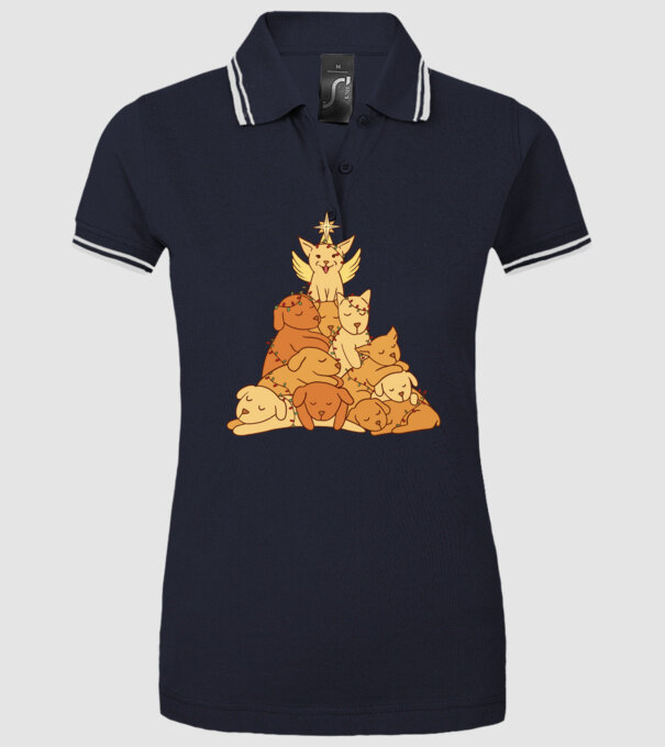 Pom de Crăciun cu Câine model albastru închis pe tricou
