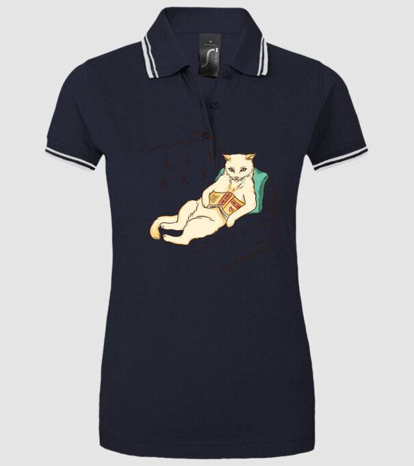 Odihnă Pisică model albastru închis pe tricou